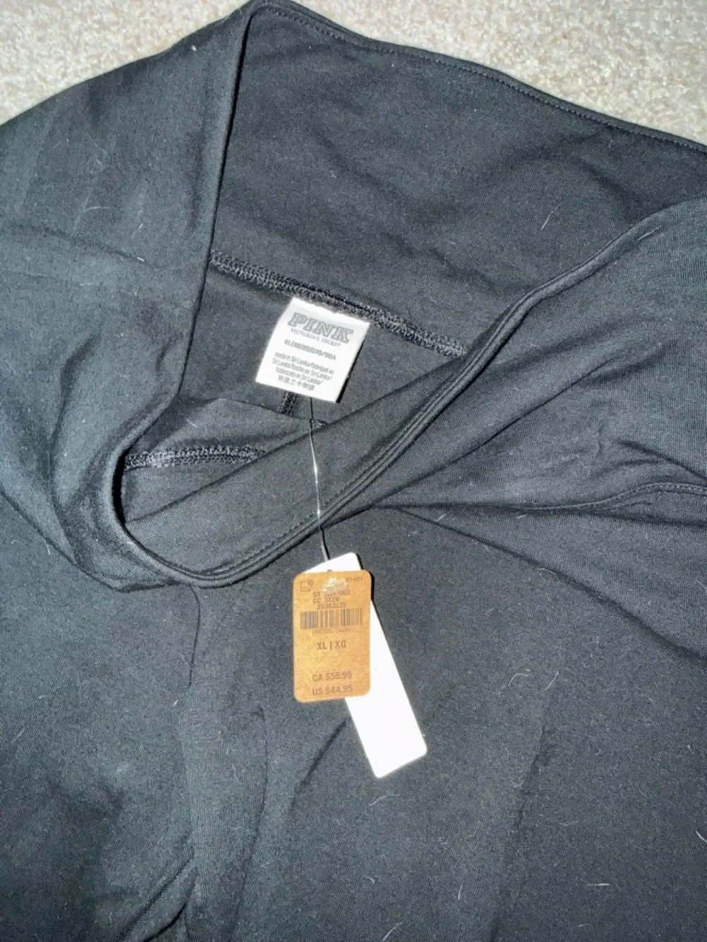 🏷️NWT PINK Victoria's Secret Black Leggings with Pink Logo size XL - Picture 4 of 4
